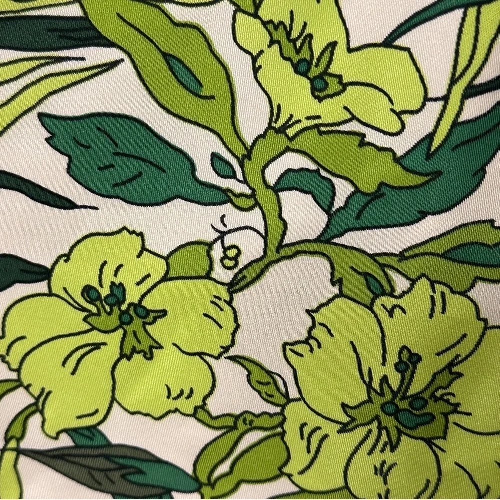 J Crew  Silk Slip Top Spaghetti Strap, Green & White Tropical Forest, Lined, 10